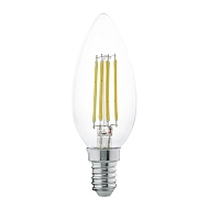Лампа светодиодная филаментная Eglo E14 4W 2700К прозрачная 11496 - купить онлайн в интернет-магазине Люстра-Тут (Санкт-Петербург) недорого