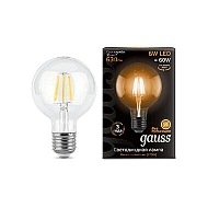 Лампа светодиодная филаментная Gauss E27 6W 2700K прозрачная 105802106 - купить онлайн в интернет-магазине Люстра-Тут (Санкт-Петербург) недорого