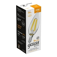 Лампа светодиодная филаментная Gauss E14 4,5W 2700К прозрачная 1031115 Image 1
