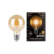 Лампа светодиодная филаментная Gauss E27 6W 2400K прозрачная 105802006 - купить онлайн в интернет-магазине Люстра-Тут (Санкт-Петербург) недорого