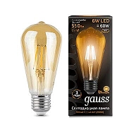Лампа светодиодная филаментная Gauss E27 6W 2400К золотая 102802006 - купить онлайн в интернет-магазине Люстра-Тут (Санкт-Петербург) недорого