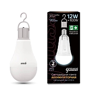 Лампа светодиодная аккумуляторная Gauss E27 12W 4100K матовая 102002212 - купить онлайн в интернет-магазине Люстра-Тут (Санкт-Петербург) недорого