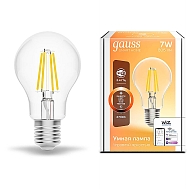 Лампа светодиодная диммируемая филаментная Gauss Smart Home Filament E27 7W 2700K прозрачная 1200112 Image 1