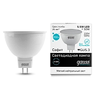 Лампа светодиодная Gauss GU5.3 5.5W 4100K матовая 13526 - купить онлайн в интернет-магазине Люстра-Тут (Санкт-Петербург) недорого