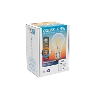 Лампа светодиодная диммируемая филаментная Gauss Smart Home Filament E27 6,5W 2000-6500K прозрачная 1220112 - купить онлайн в интернет-магазине Люстра-Тут (Санкт-Петербург) недорого