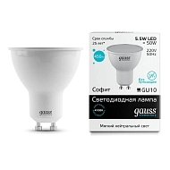 Лампа светодиодная Gauss GU10 5.5W 4100K матовая 13626 - купить онлайн в интернет-магазине Люстра-Тут (Санкт-Петербург) недорого