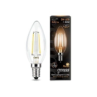 Лампа светодиодная филаментная Gauss E14 5W 2700К прозрачная 103801105 - купить онлайн в интернет-магазине Люстра-Тут (Санкт-Петербург) недорого