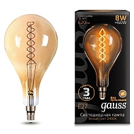 Лампа светодиодная филаментная Gauss E27 8W 2400K золотая 150802008 - купить онлайн в интернет-магазине Люстра-Тут (Санкт-Петербург) недорого
