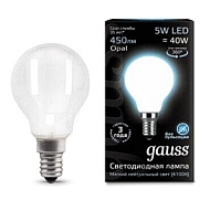 Лампа светодиодная филаментная Gauss E14 5W 4100К матовая 105201205 Image 0