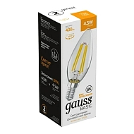 Лампа светодиодная филаментная Gauss E14 4,5W 2700К прозрачная 1031115 Image 1