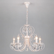 Подвесная люстра Eurosvet 3305/5 белый с золотом/прозрачный хрусталь Strotskis - купить онлайн в интернет-магазине Люстра-Тут (Санкт-Петербург) недорого