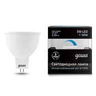 Лампа cветодиодная диммируемая Gauss GU5.3 5W 4100K матовая 101505205-D - купить онлайн в интернет-магазине Люстра-Тут (Санкт-Петербург) недорого