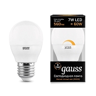 Лампа светодиодная диммируемая Gauss E27 7W 3000K матовая 105102107-D - купить онлайн в интернет-магазине Люстра-Тут (Санкт-Петербург) недорого