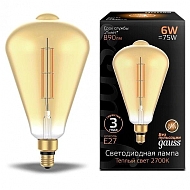 Лампа светодиодная филаментная Gauss E27 6W 2700K янтарная 157802118 - купить онлайн в интернет-магазине Люстра-Тут (Санкт-Петербург) недорого