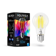 Лампа светодиодная Voltega E27 7W 4000K прозрачная VG10-A60E27cold7W-FHR 7155 - купить онлайн в интернет-магазине Люстра-Тут (Санкт-Петербург) недорого