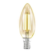 Лампа светодиодная филаментная Eglo E14 4W 2200К янтарь 11557 - купить онлайн в интернет-магазине Люстра-Тут (Санкт-Петербург) недорого