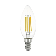 Лампа светодиодная филаментная Eglo E14 4W 2700K прозрачная 11759 - купить онлайн в интернет-магазине Люстра-Тут (Санкт-Петербург) недорого