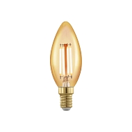 Лампа светодиодная филаментная диммируемая Eglo E14 4W 1700К золотая 11698 - купить онлайн в интернет-магазине Люстра-Тут (Санкт-Петербург) недорого