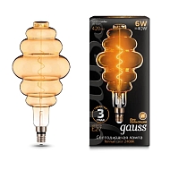 Лампа светодиодная филаментная Gauss E27 6W 2400K золотая 158802006 - купить онлайн в интернет-магазине Люстра-Тут (Санкт-Петербург) недорого