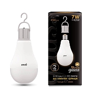 Лампа светодиодная аккумуляторная Gauss E27 7W 3000K матовая 102402107 - купить онлайн в интернет-магазине Люстра-Тут (Санкт-Петербург) недорого