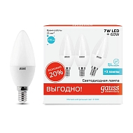 Набор светодиодных ламп Gauss E14 7W 4100K матовая 33127T - купить онлайн в интернет-магазине Люстра-Тут (Санкт-Петербург) недорого
