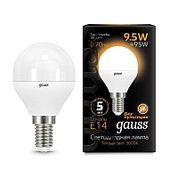 Лампа светодиодная Gauss E14 9.5W 3000K матовая 105101110 - купить онлайн в интернет-магазине Люстра-Тут (Санкт-Петербург) недорого