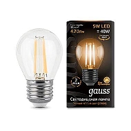 Лампа светодиодная филаментная Gauss E27 5W 2700K прозрачная 105802105 - купить онлайн в интернет-магазине Люстра-Тут (Санкт-Петербург) недорого