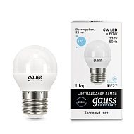 Лампа светодиодная Gauss E27 6W 6500K матовая 53236 - купить онлайн в интернет-магазине Люстра-Тут (Санкт-Петербург) недорого