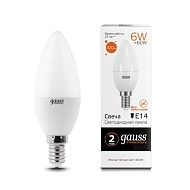 Лампа светодиодная Gauss E14 6W 3000K матовая 33116 - купить онлайн в интернет-магазине Люстра-Тут (Санкт-Петербург) недорого