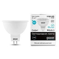 Лампа светодиодная Gauss GU5.3 3.5W 4100K матовая 13524 - купить онлайн в интернет-магазине Люстра-Тут (Санкт-Петербург) недорого