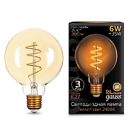 Лампа светодиодная филаментная Gauss E27 6W 2400K золотая 105802007 - купить онлайн в интернет-магазине Люстра-Тут (Санкт-Петербург) недорого