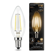 Лампа светодиодная филаментная Gauss E14 11W 2700К прозрачная 103801111 - купить онлайн в интернет-магазине Люстра-Тут (Санкт-Петербург) недорого