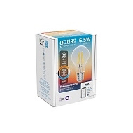 Лампа светодиодная диммируемая филаментная Gauss Smart Home Filament E27 6,5W 2000-6500K прозрачная 1220112 Image 0