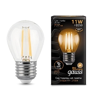 Лампа светодиодная филаментная Gauss E27 11W 2700K прозрачная 105802111 - купить онлайн в интернет-магазине Люстра-Тут (Санкт-Петербург) недорого