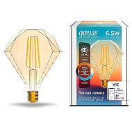 Лампа светодиодная диммируемая филаментная Gauss Smart Home Filament Diamond E27 6,5W 2000-5500K золотистая 1370112 Image 1