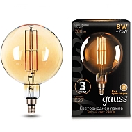 Лампа светодиодная филаментная Gauss E27 8W 2400K золотая 153802008 - купить онлайн в интернет-магазине Люстра-Тут (Санкт-Петербург) недорого