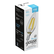 Лампа светодиодная филаментная Gauss E14 4,5W 4100К прозрачная 1031215 Image 1