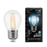 Лампа светодиодная филаментная Gauss E27 11W 4100K прозрачная 105802211 - купить онлайн в интернет-магазине Люстра-Тут (Санкт-Петербург) недорого