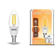 Лампа светодиодная диммируемая филаментная Gauss Smart Home Filament E14 4,5W 2700K прозрачная 1230112 Image 1