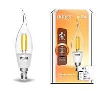 Лампа светодиодная диммируемая филаментная Gauss Smart Home Filament E14 4,5W 2700K прозрачная 1260112 Image 1