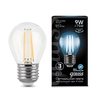 Лампа светодиодная филаментная Gauss E27 9W 4100К прозрачная 105802209 - купить онлайн в интернет-магазине Люстра-Тут (Санкт-Петербург) недорого