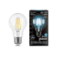 Лампа светодиодная филаментная Gauss E27 6W 4100К прозрачная 1/10/50 102802206 - купить онлайн в интернет-магазине Люстра-Тут (Санкт-Петербург) недорого