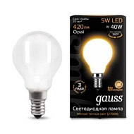 Лампа светодиодная филаментная Gauss E14 5W 2700К матовая 105201105 - купить онлайн в интернет-магазине Люстра-Тут (Санкт-Петербург) недорого