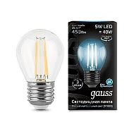 Лампа светодиодная филаментная Gauss E27 5W 4100K прозрачная 105802205 - купить онлайн в интернет-магазине Люстра-Тут (Санкт-Петербург) недорого