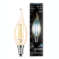 Лампа светодиодная филаментная Gauss E14 5W 4100K золотая 104801805 - купить онлайн в интернет-магазине Люстра-Тут (Санкт-Петербург) недорого