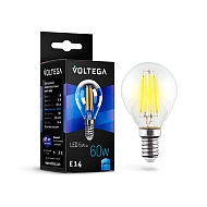 Лампа светодиодная филаментная Voltega E14 6W 4000К прозрачная VG10-G1E14cold6W-F 7022 - купить онлайн в интернет-магазине Люстра-Тут (Санкт-Петербург) недорого