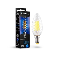 Лампа светодиодная филаментная Voltega E14 6W 4000К прозрачная VG10-CC1E14cold6W-F 7028 - купить онлайн в интернет-магазине Люстра-Тут (Санкт-Петербург) недорого