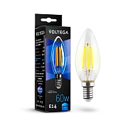 Лампа светодиодная филаментная Voltega E14 6W 4000К прозрачная VG10-C1E14cold6W-F 7020 - купить онлайн в интернет-магазине Люстра-Тут (Санкт-Петербург) недорого